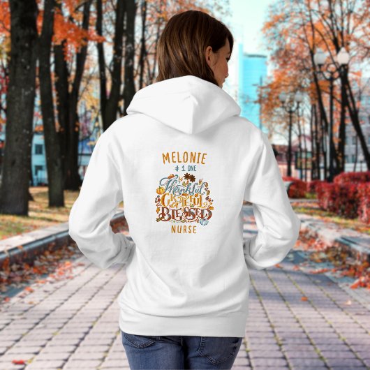 Retro Script Dankbaar Gelukkig Gezegend Personalis Hoodie