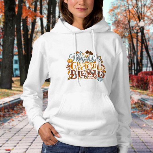Retro Script Dankbaar Gelukkig Gezegend Personalis Hoodie