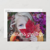 Retro  script De groeten van het seizoen foto Briefkaart (Voorkant / Achterkant)