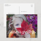 Retro  script De groeten van het seizoen foto Briefkaart (Voorkant / Achterkant)