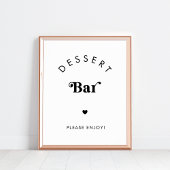 Retro Script Dessert Bar Zwart Wit Trouwteken Poster