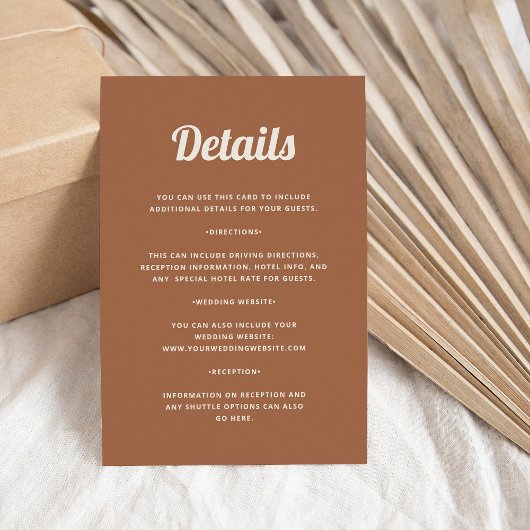 retro-script | Details bruiloft gast Informatiekaartje