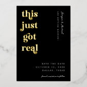 Retro script Dit heeft net echt grappig bold bruil Folie Uitnodiging (Voorkant)