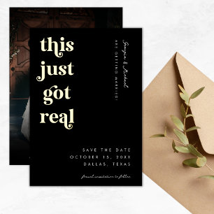 Retro script Dit heeft net echt grappig bold bruil Folie Uitnodiging