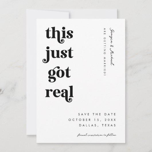 Retro script Dit heeft net echt grappig bold bruil Save The Date (Voorkant)