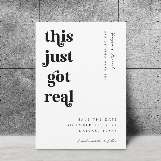 Retro Script Dit Is Nu Echt Grappig Vet Bruiloft Save The Date