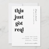 Retro Script Dit Is Nu Echt Grappig Vet Bruiloft Save The Date (Voorkant)