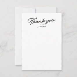 Retro script eenvoudig grijs afstuderen bedankkaart