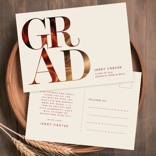 Retro Script Eenvoudige Middelbare School Afstudee Briefkaart