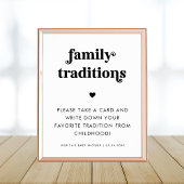 Retro Script Family Traditions Baby shower Sign Poster