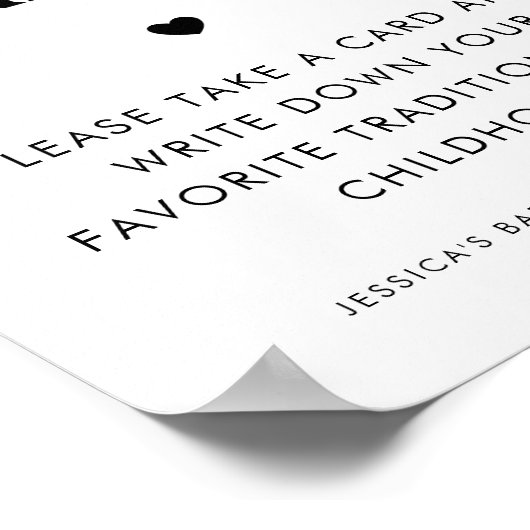 Retro Script Family Traditions Baby shower Sign Poster (Hoek)