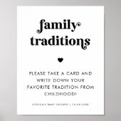 Retro Script Family Traditions Baby shower Sign Poster (Voorkant)