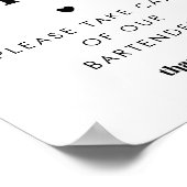 Retro Script Feeling Tipsy Bartender Trouwbord Poster (Hoek)