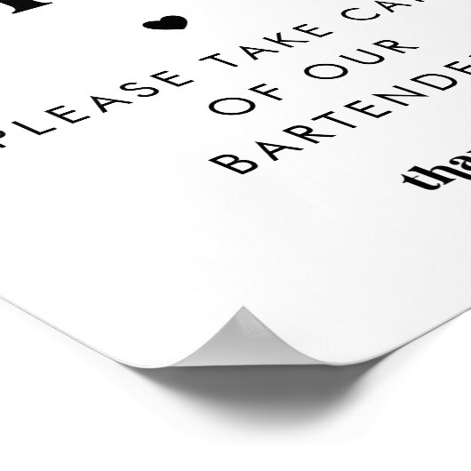 Retro Script Feeling Tipsy Bartender Trouwbord Poster (Hoek)