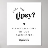 Retro Script Feeling Tipsy Bartender Trouwbord Poster (Voorkant)