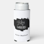 Retro Script Fifty & FABULOUS Zwart & Wit Seltzer Blikjeskoeler (Seltzer Achterkant)