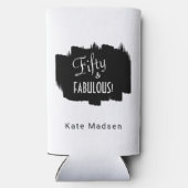 Retro Script Fifty & FABULOUS Zwart & Wit Seltzer Blikjeskoeler (Achterkant)