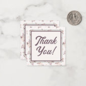 Retro Script Font met Blush Pink Floral Dank u Notitiekaartje (Voorkant / Achterkant in situ)