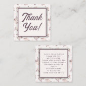 Retro Script Font met Blush Pink Floral Dank u Notitiekaartje (Voorkant / Achterkant)