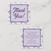 Retro Script Font met Paarse Bloemen Dank u Notitiekaartje (Voorkant / Achterkant)