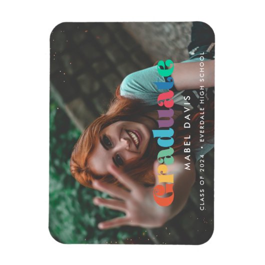 retro script Foto afstuderen Magneet (Verticaal)