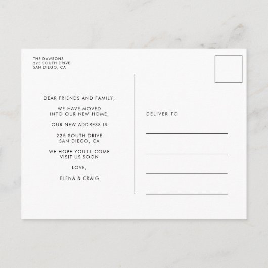  retro script foto bewegende aankondiging briefkaart (Achterkant)