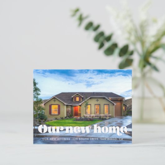 retro script foto bewegende aankondiging briefkaart (Staand voorkant)