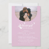 Retro script foto lila roze repetitie diner kaart (Voorkant)