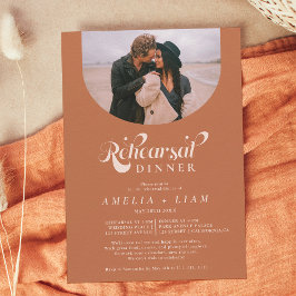 Retro script foto terracotta repetitie diner kaart