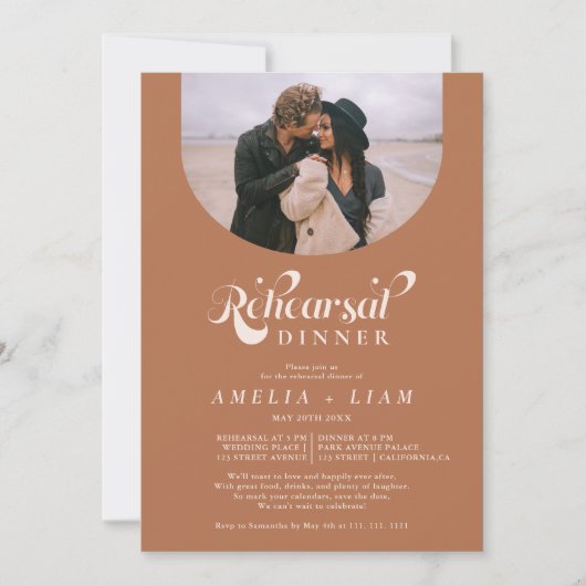 Retro script foto terracotta repetitie diner kaart (Voorkant)