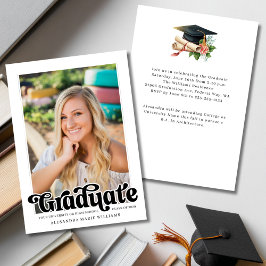 Retro Script Foto Verjaardagsfeest Afstuderen Kaart