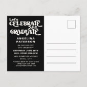 Retro Script Foto Zwarte & Witte Afstudeerfeest Uitnodiging Briefkaart (Achterkant)