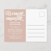 Retro Script-fototerm Afstuderen partij Uitnodiging Briefkaart (Achterkant)