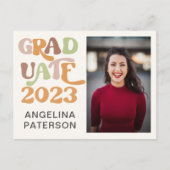 Retro Script-fototerm Afstuderen partij Uitnodiging Briefkaart (Voorkant)