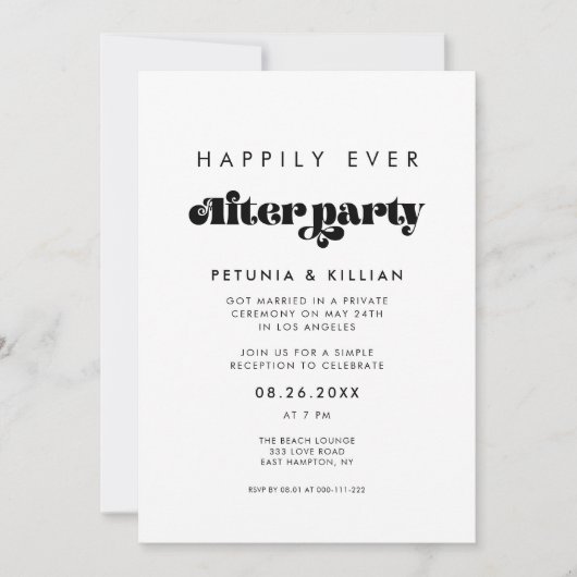 Retro Script Gelukkig ooit na het feest Kaart (Voorkant)