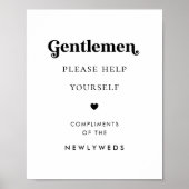 Retro Script Gents Badkamer Mand Trouwbord Poster (Voorkant)