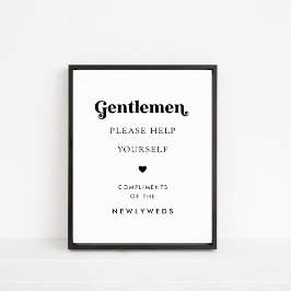 Retro Script Gents Badkamer Mand Trouwbord Poster