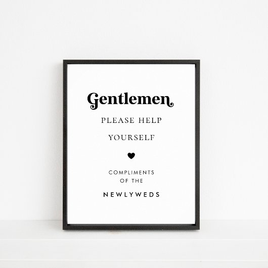 Retro Script Gents Badkamer Mand Trouwbord Poster