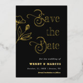 Retro Script Gothic Donkere bruiloft echt esthetis Folie Uitnodiging (Voorkant)