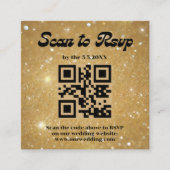 retro script gouden rsvp qr code huwelijksfoto informatiekaartje (Voorkant)