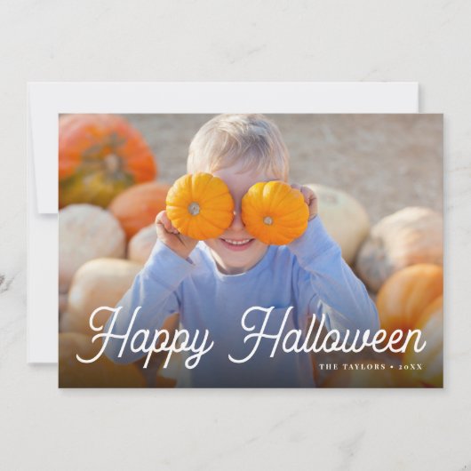 Retro Script Halloween-fotokaart Kaart (Voorkant)