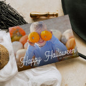 Retro Script Halloween-fotokaart Kaart