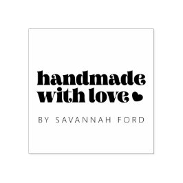 Retro  script Handgemaakt met liefde Rubberstempel