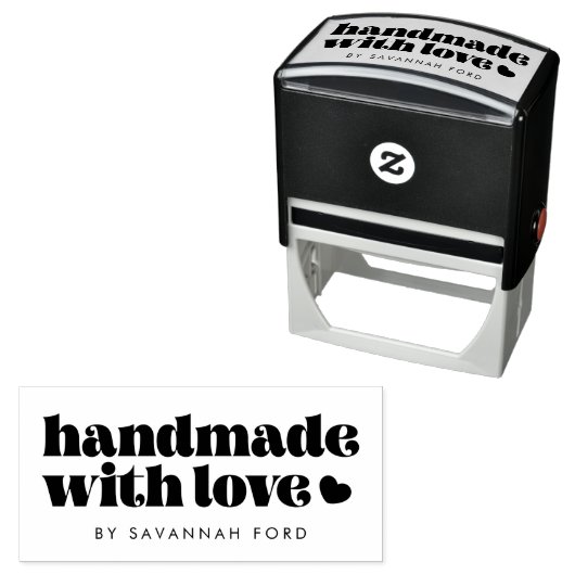 Retro  script Handgemaakt met liefde Zelfinktende Stempel (In situ)