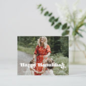 Retro  script Happy Hanukkah foto Briefkaart (Staand voorkant)