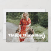 retro script Happy Hanukkah foto Feestdagenkaart (Voorkant)