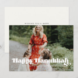  retro script Happy Hanukkah foto Feestdagenkaart