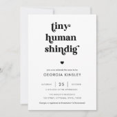 Retro Script Hart Tiny Human Shindig Baby shower Kaart (Voorkant)