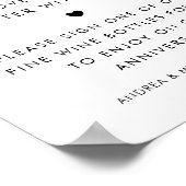 Retro Script Hart Wijn Gastenboek Trouwbord Poster (Hoek)