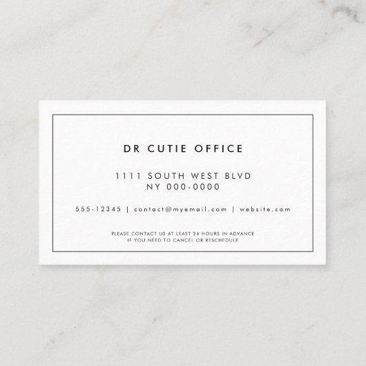 Retro Script Health Professional Afsprakenkaartje (Achterkant)